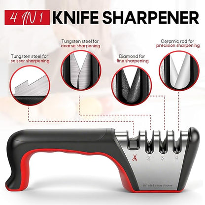 4-in-1 Knife Sharpener, Sturdy Manual Knife Sharpeners - Image 5