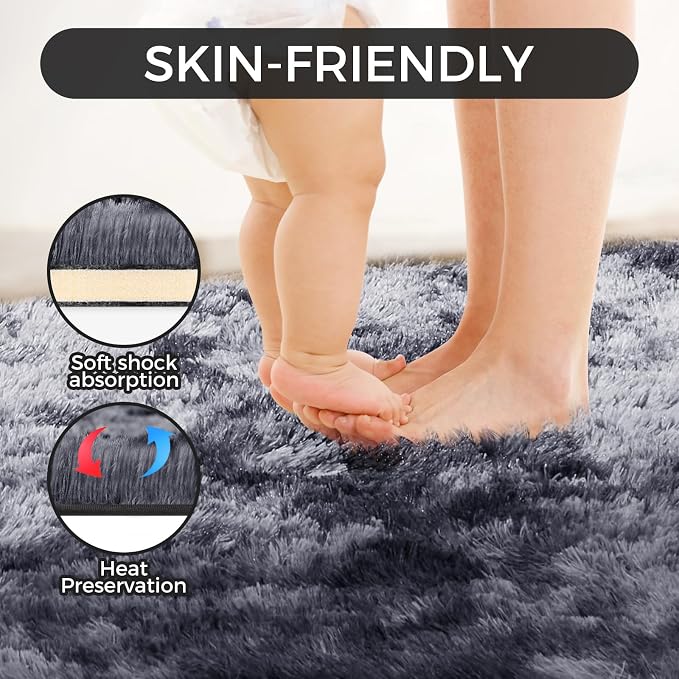 Ultra Soft Rug for Living Room, 4X6 Fluffy Shag Area Rug for Bedroom, Modern - Image 6