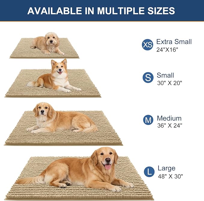 OLANLY Dog Door Mat for Muddy Paws 70x46, Ultra Absorbent Chenille Mud Doormat - Image 2