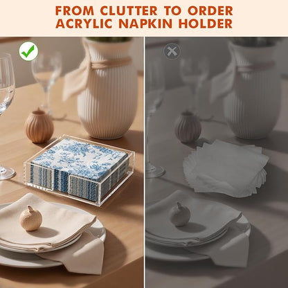 Kordory Acrylic Napkin Holder for Table, Modern Square Paper Napkin Holders for - Image 3