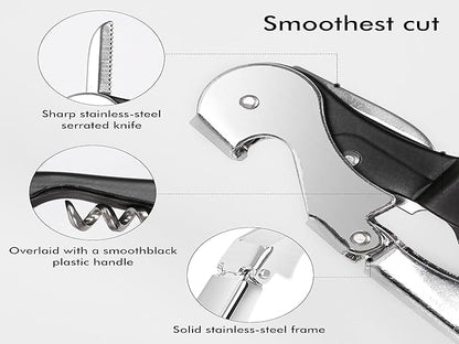 Professional Waiter Corkscrew Wine Openers Set, Heavy Duty Stainless Steel - Image 4