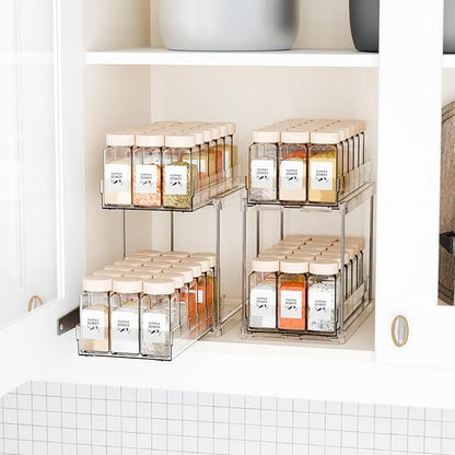 Yieach 4 Pack 2 Tier Vertical Spice Rack Pull Out, 10.4'' Deep Narrow Slide Out - Image 8
