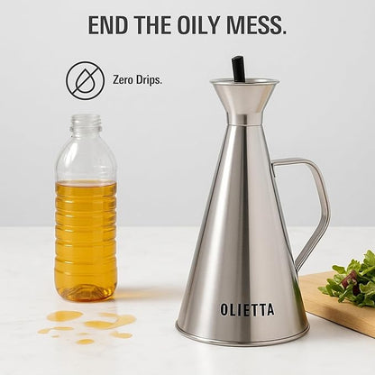 Olietta Olive Oil Dispenser Bottle Stainless Steel Non Drip Leak Proof No Mess - Image 2