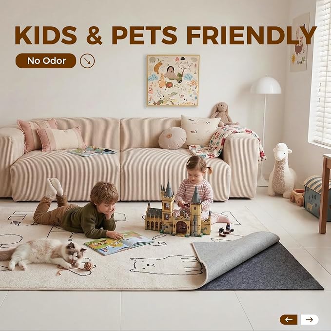 Rug Pad 2 x 6 Ft Non-Slip, Felt and Natural Rubber Backing, 1/4" Thick - Image 3