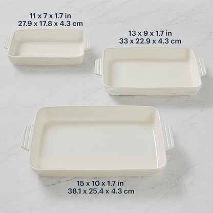 Pyrex 3-Piece Ceramic Bakeware Set, Nonstick Casserole Dish - Image 4