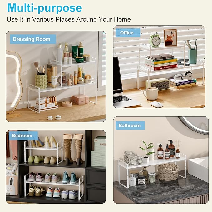 15.5 to 25.5 Inch Expandable Kitchen Cabinet Organizer Shelf, 30 LBS Heavy Duty - Image 7