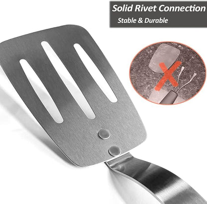 Stainless Steel Spatula, Flexible Metal Slotted Turner - Image 7