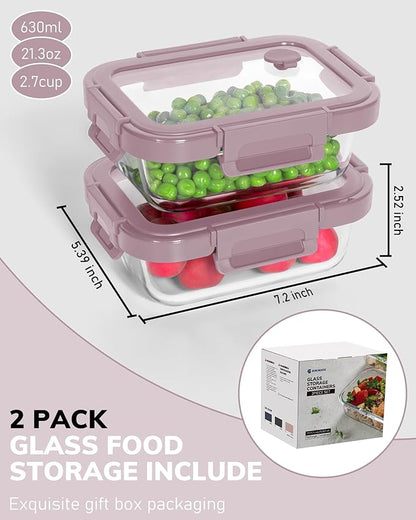 2-Pack Glass Food Storage Containers - Image 2