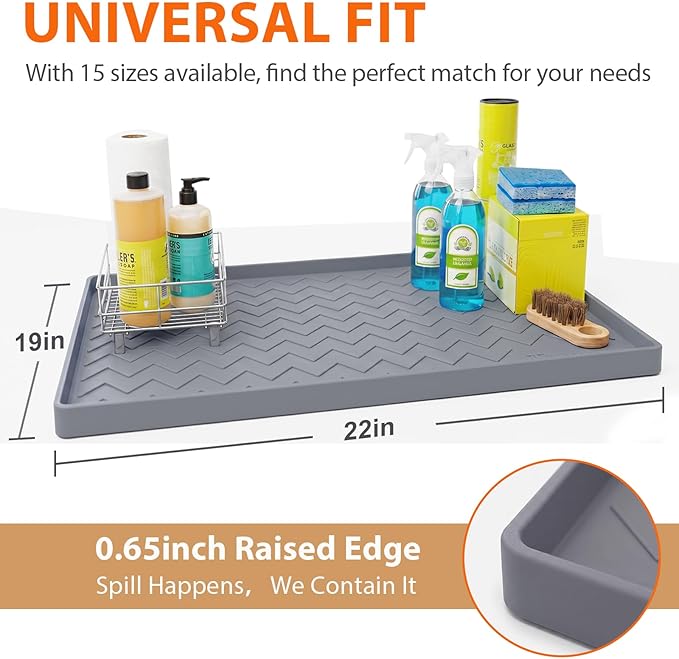 TigeJoy Waterproof Under Sink Mat 22" x 19", Shelf Liner Protector in Kitchen - Image 2