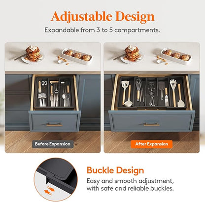 Lifewit Utensil Organizer for Kitchen Drawers, Expandable Cooking Utensil Tray - Image 4