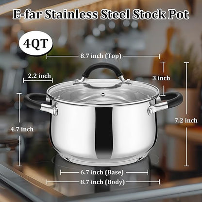 E-far 4 Quart Stockpot, Stainless Steel Pot - Image 3