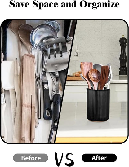 LoeJan Utensil Holder, Extra Large Utensil Crock, Stable Ceramic Utensil - Image 6