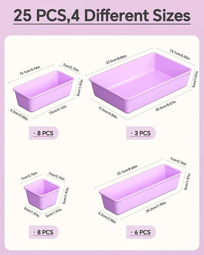 KEMETHY 25 PCS Plastic Drawer Organizers Set, 4 Sizes Vanity Organizer - Image 2