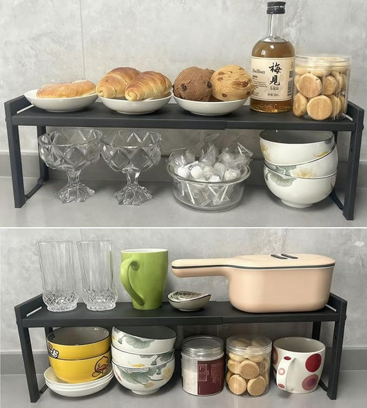2 Pack Expandable Cabinet Shelf Organizer 16-26" L Stackable Kitchen Counter by Urhomeyplus