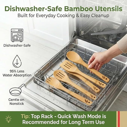 Dishwasher Safe Bamboo Wooden Spoons - Image 2