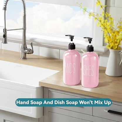 COHOSEGE Glass Soap Dispenser Set 2 Pack, 16 Oz Dish Soap Dispenser - Image 5