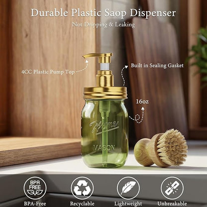 Amolliar Plastic Mason Jar Soap Dispenser - Image 7