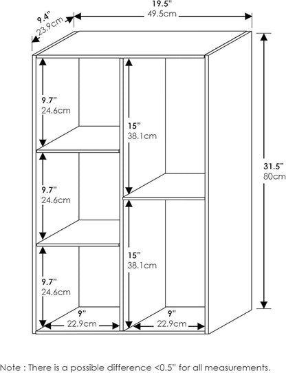 Furinno LUDER Book Shelf, 5-Cube Bookshelf, Reversible Bookcase, 9.4 x 19.5 x - Image 3