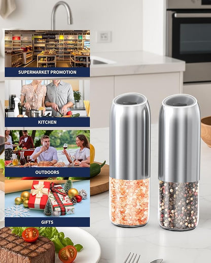 CIRCLE JOY Gravity Electric Salt and Pepper Grinder Set, Battery Powered - Image 9