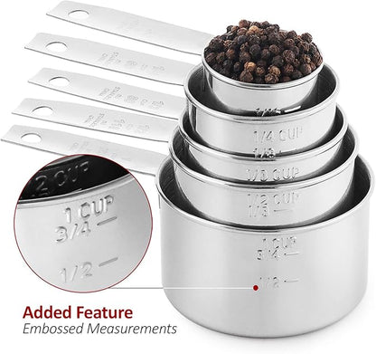 Stainless Steel Measuring Cups, Laxinis world 5 Piece Stackable Measuring Set - Image 4