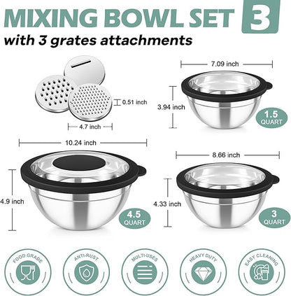 TeamFar Mixing Bowls, For Kitchen Mixing/Baking/Storing/Prepping, Visible & - Image 2