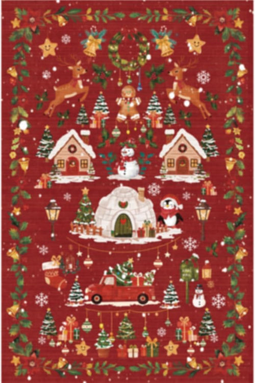 2x3 Christmas Cute Area Rug : Non-Slip Washable Winter Holiday Indoor Doormat by HYHAOYUNLAI