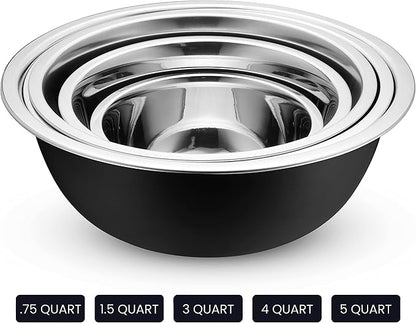 WHYSKO Stainless Steel Mixing Bowl Set, 10 Piece Stainless Steel Mixing Bowls - Image 5