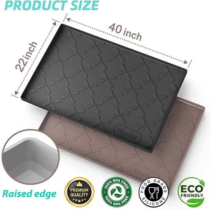 SIKADEER 40" x 22" Under Sink Mat Waterproof, Silicone Mat Kitchen Drawer Shelf - Image 3