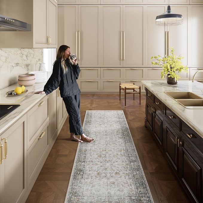 Washable Kitchen Rug Runners for Hallways: 2'x10' Bedroom Rug Non Slip Low-Pile - Image 3