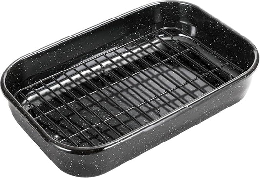Roasting Pan with Rack, 16 x 11 Inch Rectangular Roasting Pan, 20lb Turkey by JYCOOKMENT