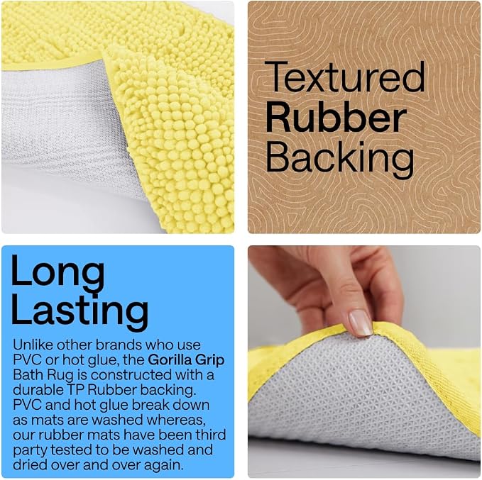 GORILLA GRIP Bath Rug Mat 44x26, Thick Soft Absorbent Chenille, Quick Dry - Image 3