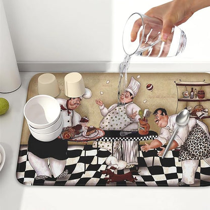 Fat Chef Dish Drying Mat For Kitchen Counter 18x24 Inch Microfiber Absorbent - Image 6