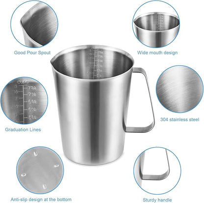 KSENDALO 64Oz/8Cup Stainless Steel Pitcher, 2 Liter Metal Container - Image 2