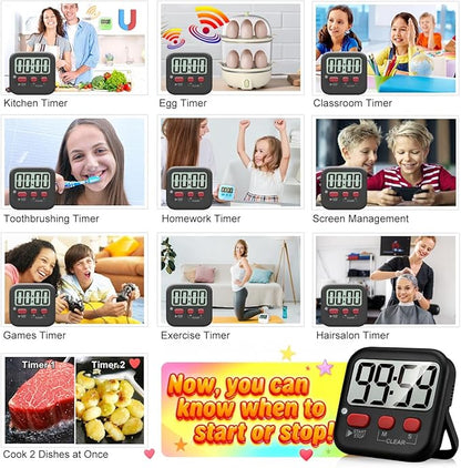 Antonki 2 Pack Digital Timer for Kids, Magnetic Countdown Kitchen Timers for - Image 7