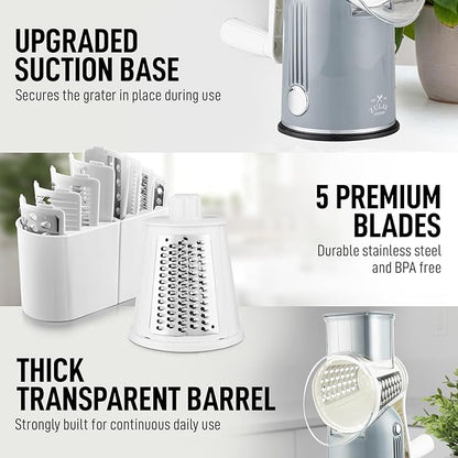 Zulay Kitchen Rotary Cheese Grater 5 Blade Cheese Shredder - Image 8