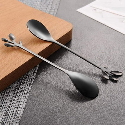 AnSaw Elegant Black Leaf Coffee Spoons - Image 6