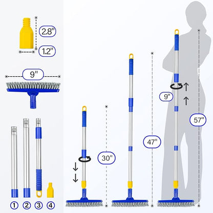 ITTAR Grout Brush with Long Adjustable Handle, Swivel Scrub Brush, V-Shape - Image 3