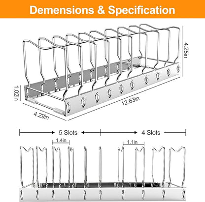 FLSEPAMB 2 Pack 10-Tier Pan Organizer Adjustable Lid Organizer Kitchen - Image 6