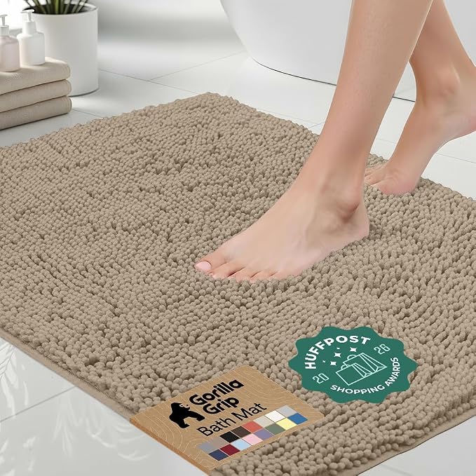 GORILLA GRIP Bath Rug Mat 54x24, Thick Absorbent Chenille, Quick Dry Microfiber by Unknown