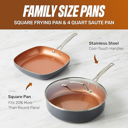 GOTHAM STEEL 20 Pc Ceramic Cookware Set, Copper Pots and Pans Set Non Stick - Image 5