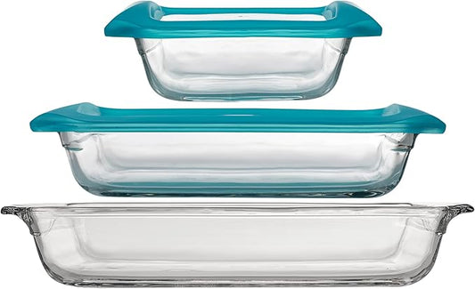 Libbey Baker’s Premium 5 Piece Glass Baking Dish Set, Stackable Casserole Dish by Libbey