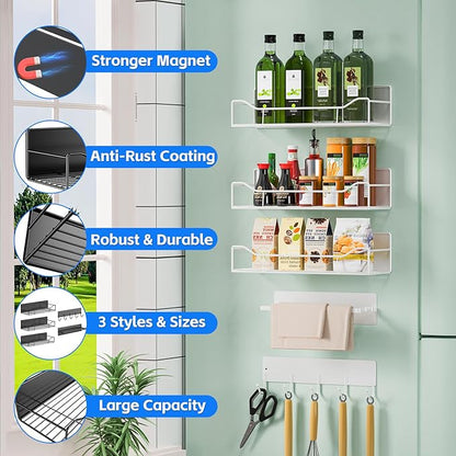 Magnetic Spice Rack for Refrigerator, 5 Pack Magnetic Fridge Organizer Shelves - Image 6
