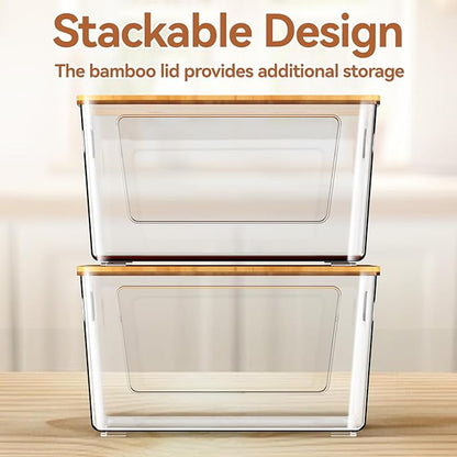 spospo Trash Bag Holder with Bamboo Lid, Stackable Trash Bag Dispenser - Image 5