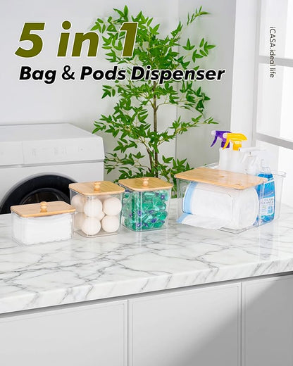 iCASA Trash Bag Dispenser Dishwasher Pod Holder - 5 in 1 Plastic Garbage Bag - Image 2