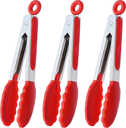 HINMAY 7-Inch Mini Silicone Tongs Small Serving Tongs by HINMAY