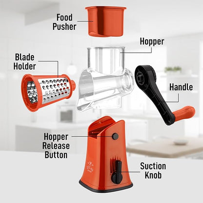 Zulay Kitchen Rotary Cheese Grater 5 Blade Cheese Shredder - Image 8