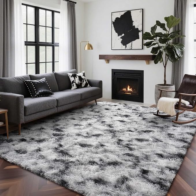 8x10 Ft Extra Large Shag Rugs for Living Room, Tie Dyed Ultra Soft Fluffy Furry by Cuzwlovita