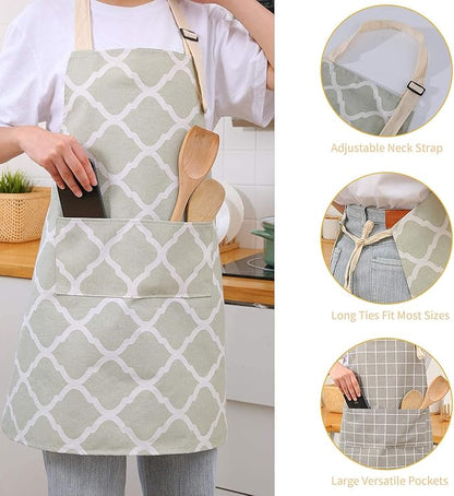 Tosewever 2 Pack Cotton Adjustable Bib Apron - Image 4