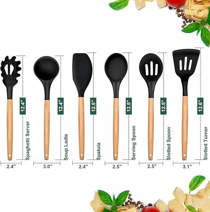 E-far Cooking Utensils Set of 6, Silicone Kitchen Utensils - Image 2