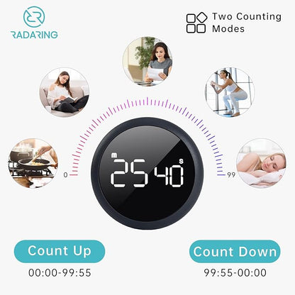 Stell Gray Quick Que Kitchen Timers, Visual timers Large LED Display Magnetic - Image 5